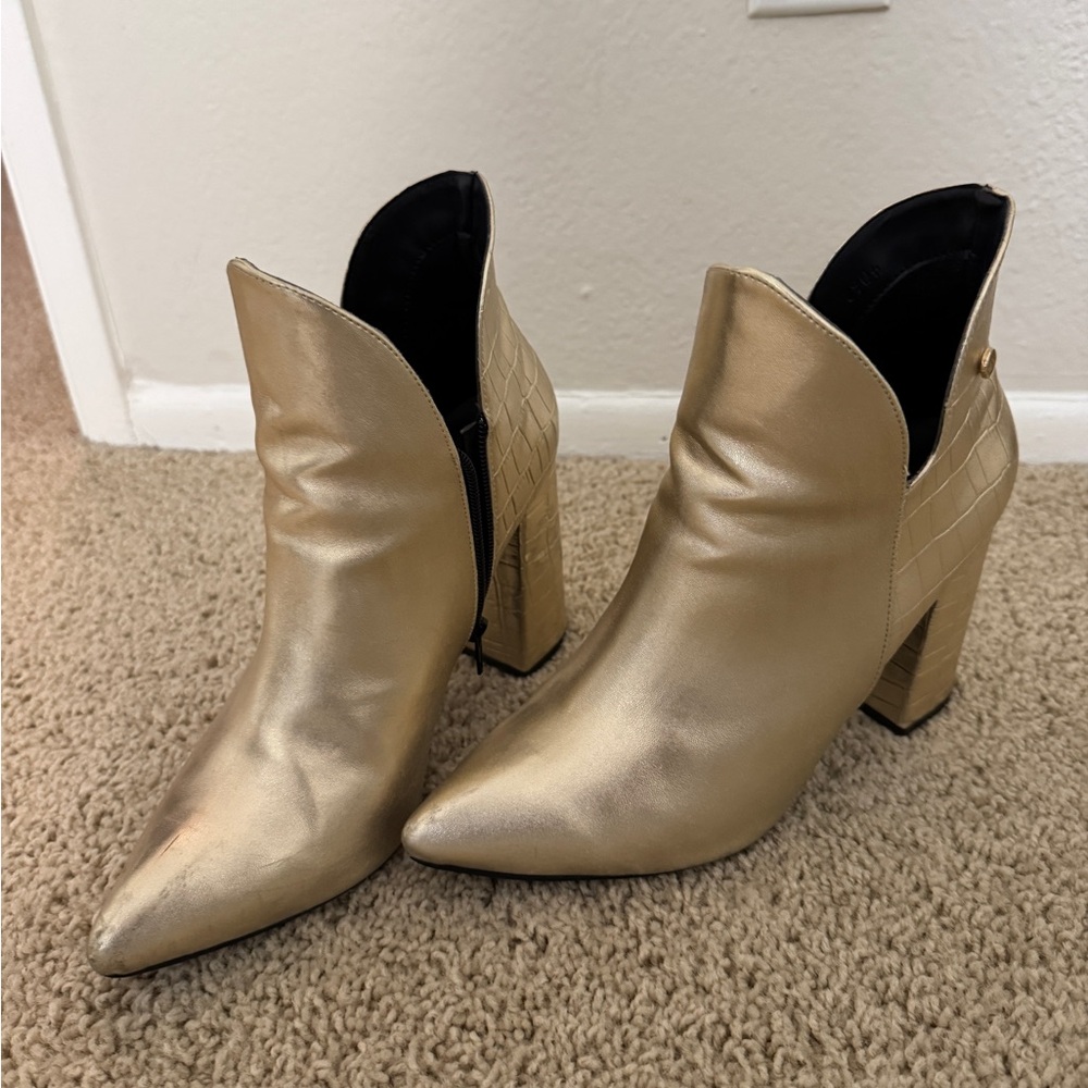 Elegant Gold Ankle Boots